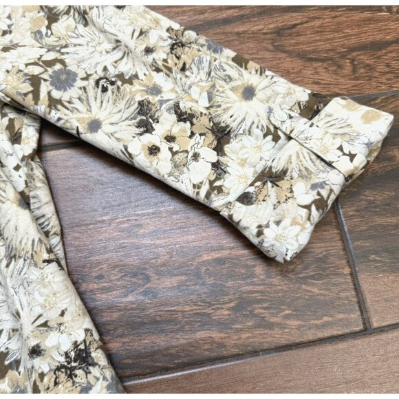 J. Jill Top Womens Medium 100% Cotton Blouse Floral Button Front Neutral Sz M - Picture 8 of 8